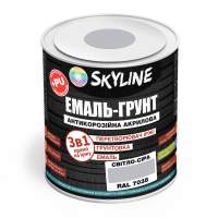 ЕМАЛЬ – ГРУНТ 3 в 1 акрил-поліуретанова шовковисто-матова Skyline RAL 7035 Світло-сіра 0,9 кг