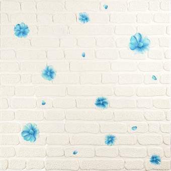 Панель стінова 3D 700х700х4мм блакитні квіти (D) SW-00001977