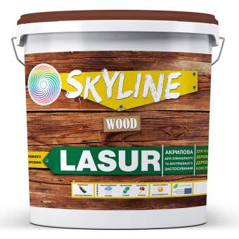 Лазурь декоративно-защитная для обработки дерева LASUR Wood SkyLine Каштан 5л