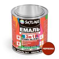 Эмаль алкидная 3 в 1 по ржавчине антикоррозионная «Skyline» Красный 0.9 кг