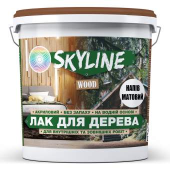 Лак для дерева акриловий Skyline Wood Прозорий Напівматовий 10л