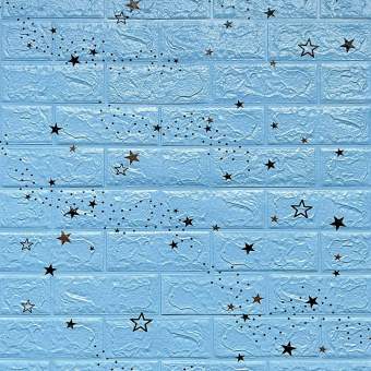 Самоклеюча 3D панель блакитні зірки 700х770х3мм (321) SW-00001342