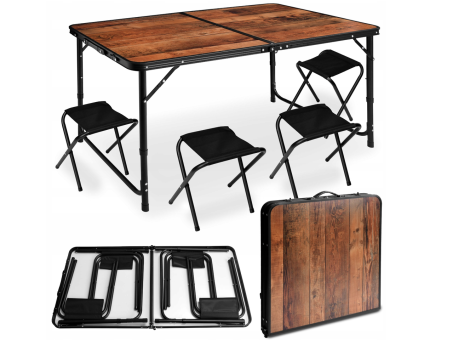 Складной стол для пикника + 4 стульчика раскладной походной 120x 60 см