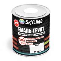 ЕМАЛЬ – ГРУНТ 3 в 1 акрил-поліуретанова шовковисто-матова Skyline Біла 0,9 кг