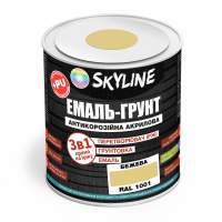 ЕМАЛЬ – ГРУНТ 3 в 1 акрил-поліуретанова шовковисто-матова Skyline RAL 1001 Бежева 0,9 кг