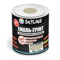 ЕМАЛЬ – ГРУНТ 3 в 1 акрил-поліуретанова шовковисто-матова Skyline RAL 1019 Сіро-бежева 0,9 кг