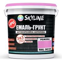 ЕМАЛЬ – ГРУНТ 3 в 1 акрил-поліуретанова шовковисто-матова Skyline RAL 3015 Рожева 3,6 кг