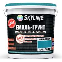 ЕМАЛЬ – ГРУНТ 3 в 1 акрил-поліуретанова шовковисто-матова Skyline RAL 5018 Бірюзова 3,6 кг