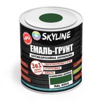 ЭМАЛЬ – ГРУНТ 3 в 1 акрил-полиуретановая шелковисто-матовая Skyline RAL 6003 Оливково-зеленая 0,9 кг