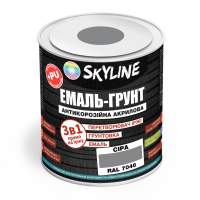ЕМАЛЬ – ГРУНТ 3 в 1 акрил-поліуретанова шовковисто-матова Skyline RAL 7046 Сіра 0,9 кг