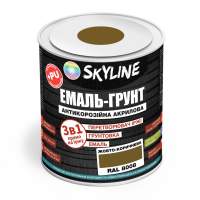 ЭМАЛЬ – ГРУНТ 3 в 1 акрил-полиуретановая шелковисто-матовая Skyline RAL 8008 Желто-коричневая 0,9 кг