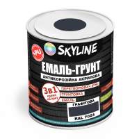 ЭМАЛЬ – ГРУНТ 3 в 1 акрил-полиуретановая шелковисто-матовая Skyline RAL 7024 Графитовая 0,9 кг