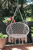 Подвесное садовое кресло качели Гнездо Аиста Бежевый