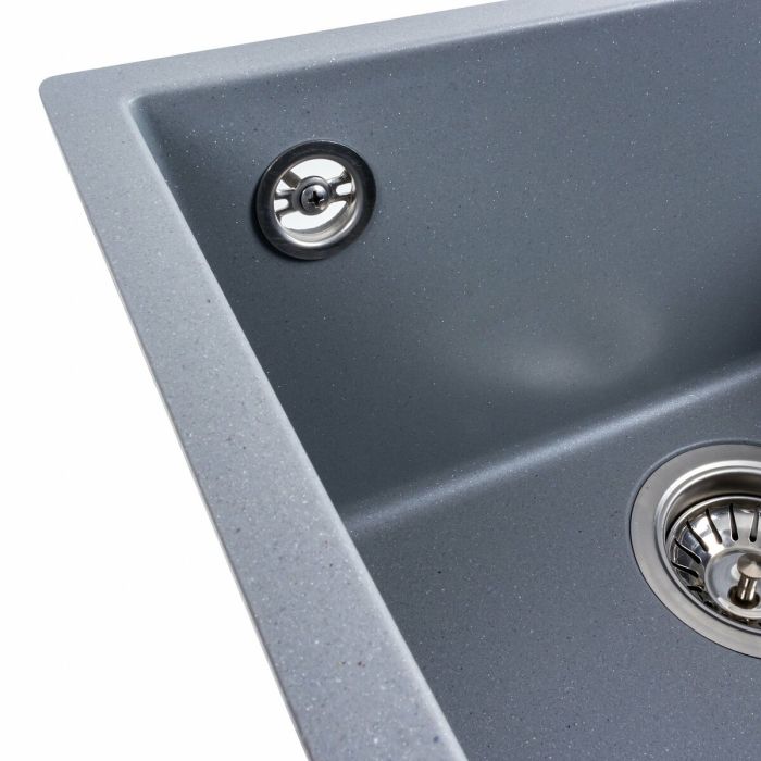 Гранитная мойка для кухни Platinum 4040 RUBA матовый серый металлик