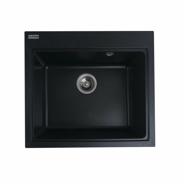 Гранітна мийка для кухні Platinum 5852 VESTA матова Чорний металік, R