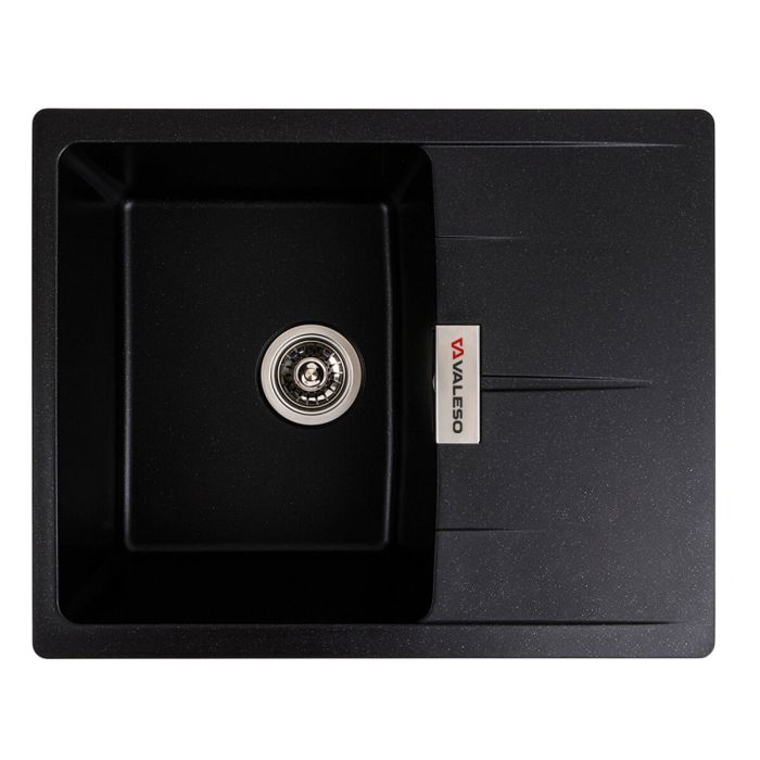 Гранітне миття для кухні VALESO 6250 ZIRKONE матовий Чорний металік