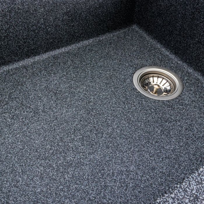 Гранитная мойка для кухни Platinum 8650 DIAMOND матовая (графит), L