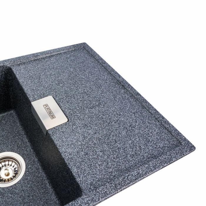 Гранитная мойка для кухни Platinum 8650 DIAMOND матовая (графит), L