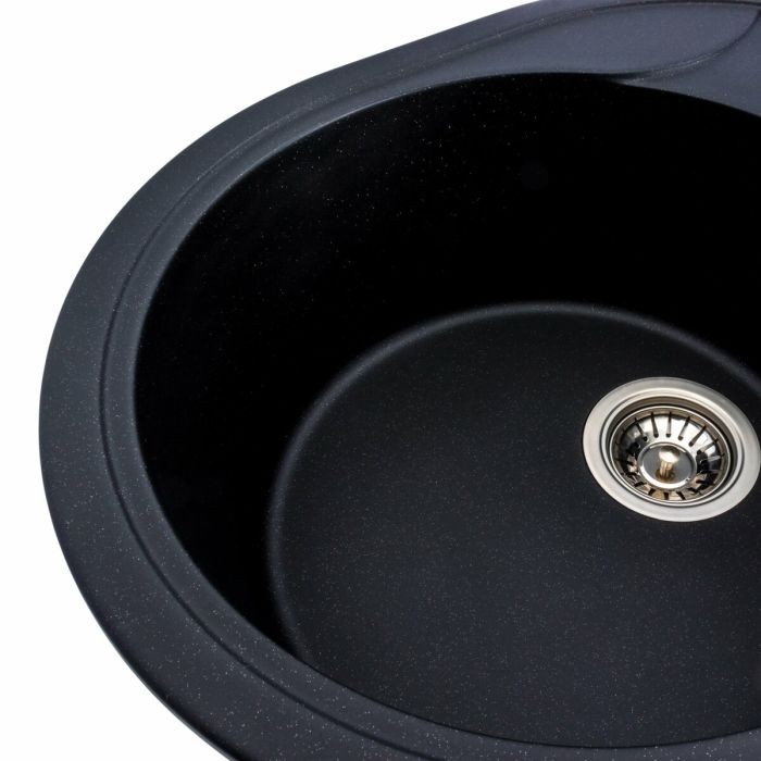 Гранитная мойка для кухни Platinum 5847 ONYX матовая (черный металлик), L