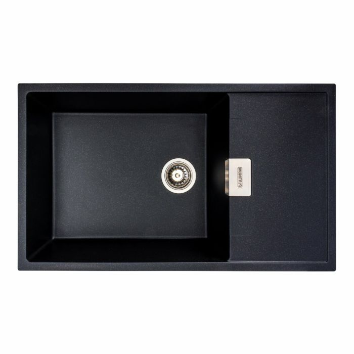 Гранитная мойка для кухни Platinum 8650 DIAMOND матовая (черный металлик), L