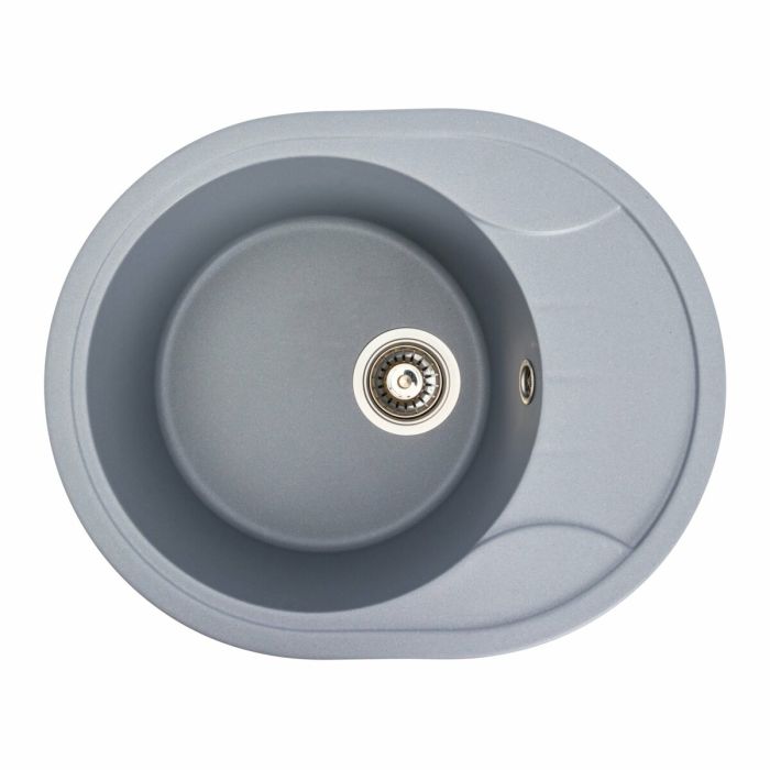 Гранитная мойка для кухни Platinum 5847 ONYX матовая (серый металлик), R