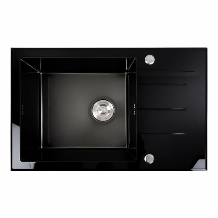 Мийка кухонна скляна CM 78*50 PVD VALESO Handmade чорна