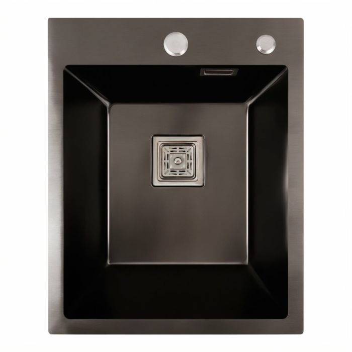 40*50 Мойка PVD черная Platinum Handmade HSBB (квадратный сифон, 3.0,/1.0)