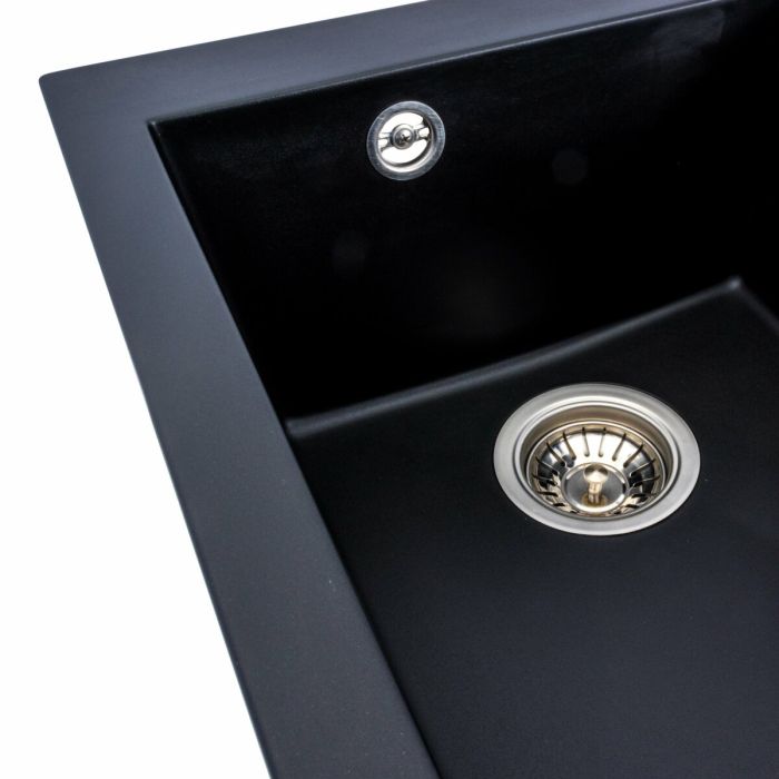 Гранитная мойка для кухни Platinum 4150 SOKIL матовая (черная), Центр