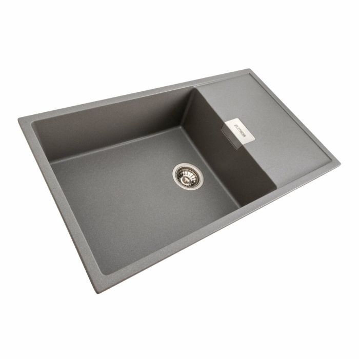 Гранітна мийка для кухні Platinum 8650 DIAMOND матова (сірий мусон), L