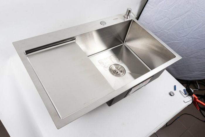 Кухонная мойка нержавейка 78*50 R Platinum Handmade (круглый сифон 3.0/0.8)