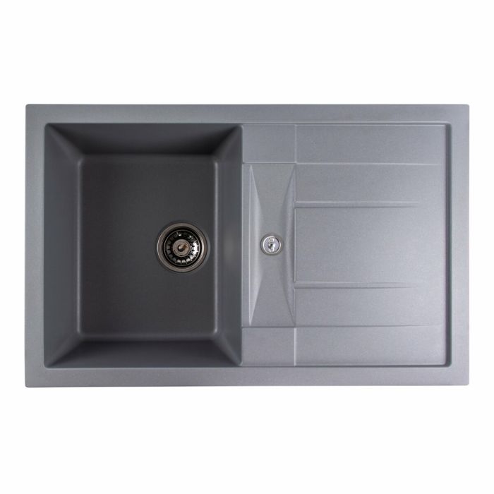Гранитная мойка для кухни Platinum 7850 TROYA матовая Серый металлик, L