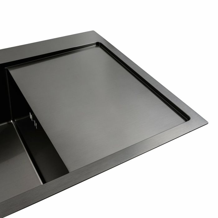 Мийка кухонна чорна PVD 78*48 L Platinum Handmade (два отвори, круглий сифон 3,0/0,8)