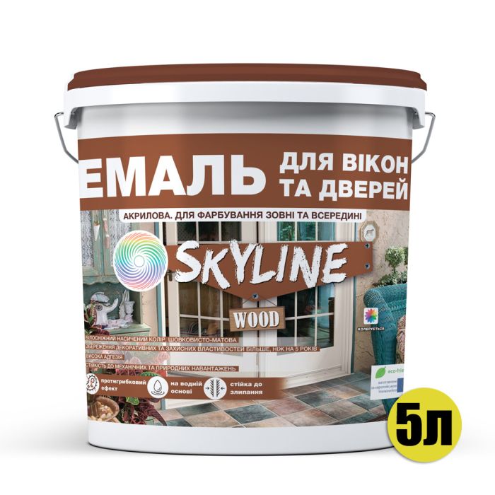 Емаль акрилова для вікон і дверей SkyLine Wood Біла 5 л