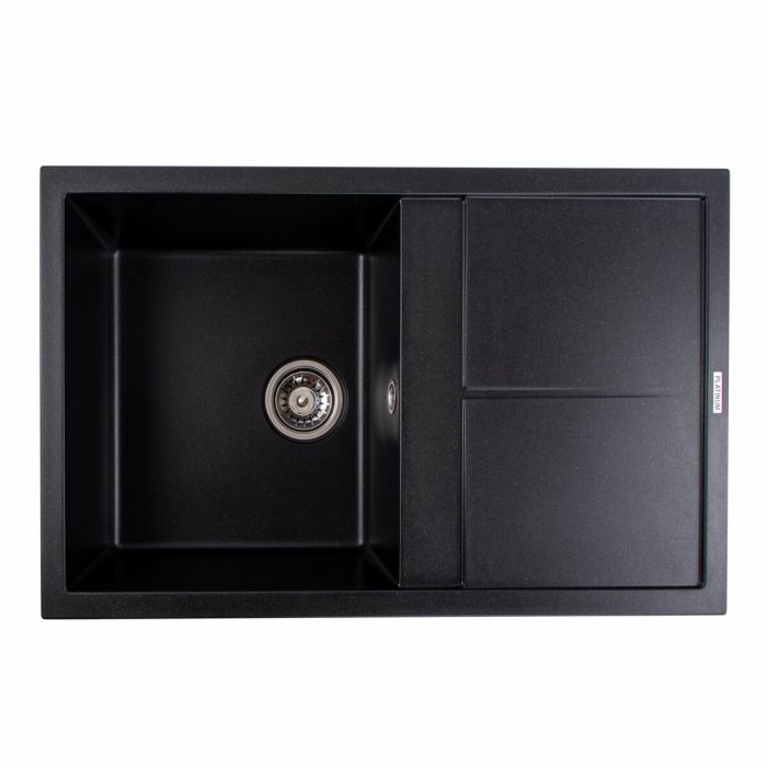 Гранитная мойка для кухни Platinum 7950 Selena матовая Черный металлик, R