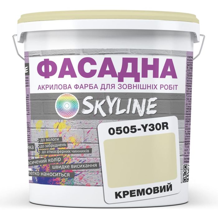 Краска Акрил-латексная Фасадная Skyline 0505-Y30R Кремовый 3л