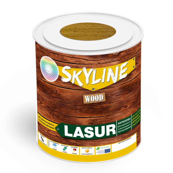 Лазурь декоративно-защитная для обработки дерева LASUR Wood SkyLine Тик 0.75 л