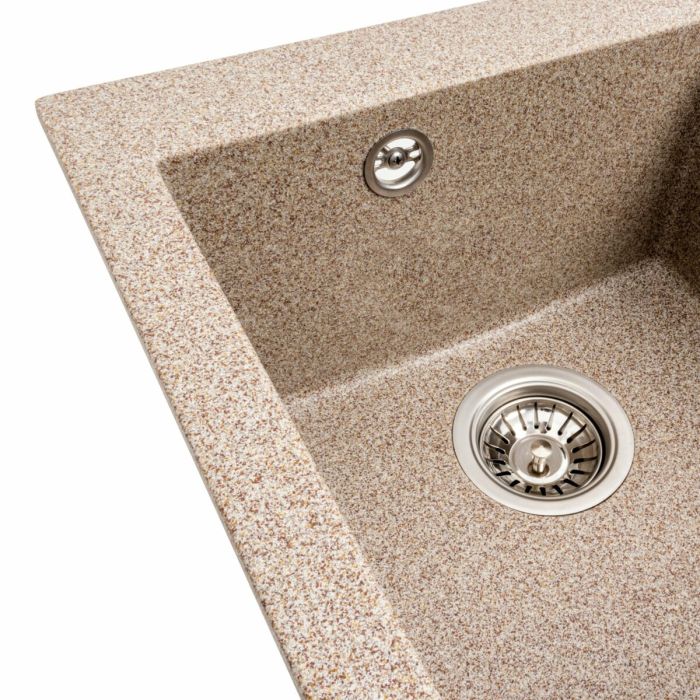 Гранитная мойка для кухни Platinum 4150 SOKIL матовая (карамель), R