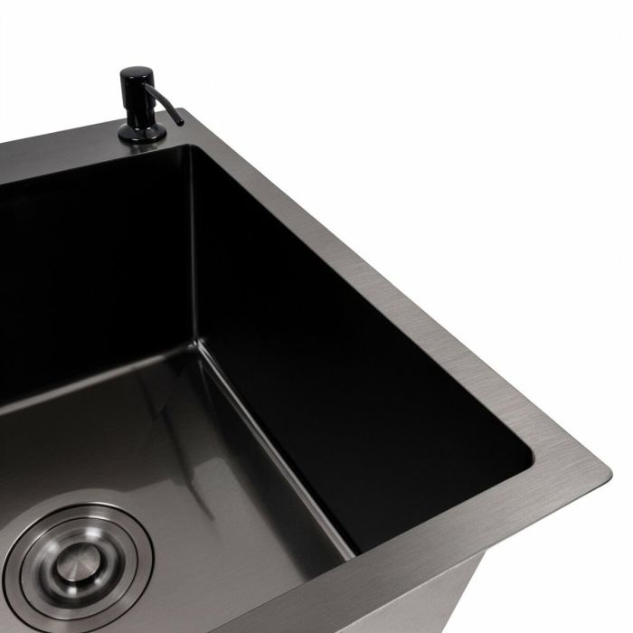 Кухонна мийка CM 65*50 R чорна PVD VALESO Handmade (круглий сифон 3,0/0,8)