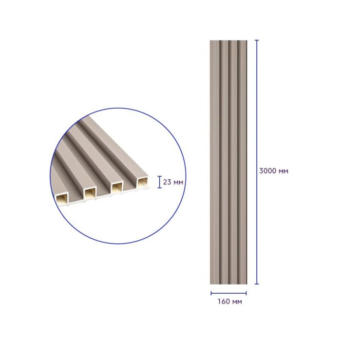 Декоративная стеновая рейка мокко 3000*160*23мм (D) SW-00001859