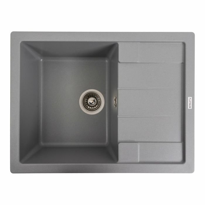 Гранитная мойка для кухни Platinum 6550 INTENSO матовая Серый металлик, L