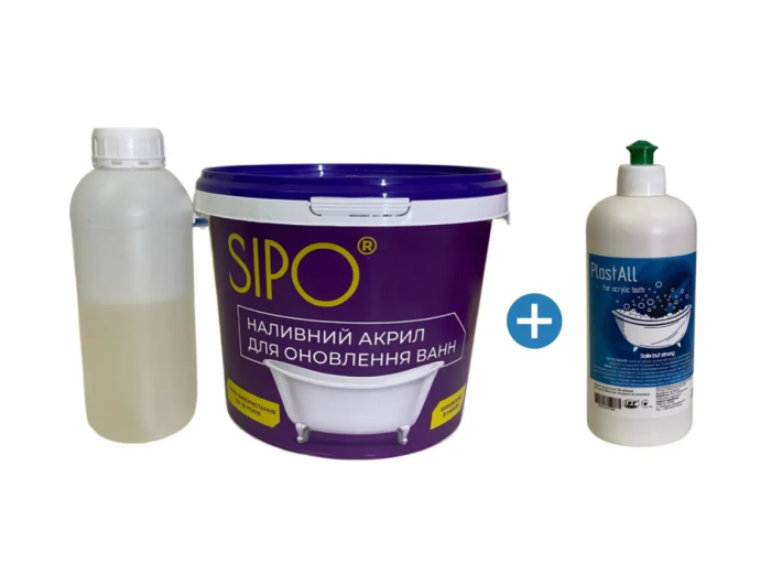Рідкий акрил для ванн Sipo® 1,7 м із миючим засобом Plastall