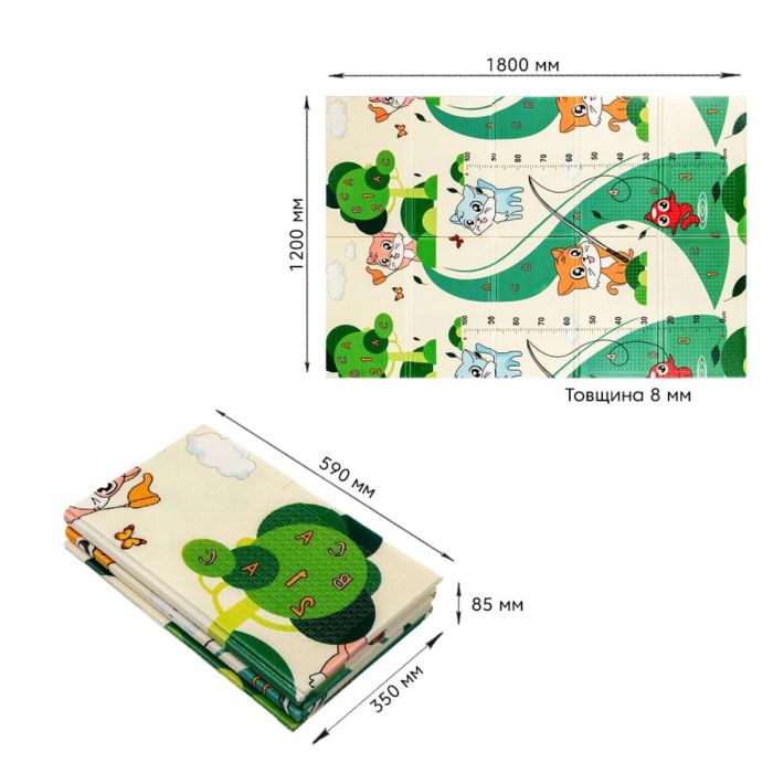 Дитячий складний розвиваючий термокилимок 120х180х0,8см "Кошенята на рибалці | Щенята" (275) SW-00001318