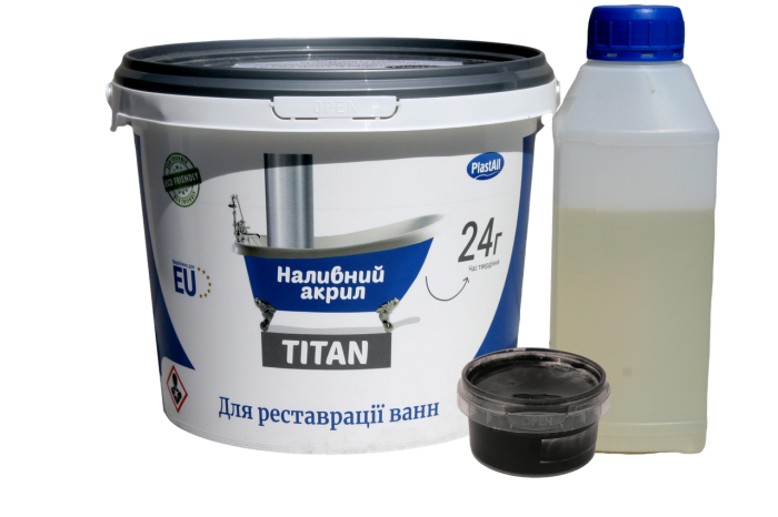 Рідкий акрил для реставрації ванн Plastall Titan 1.7 м чорний 3.3 кг