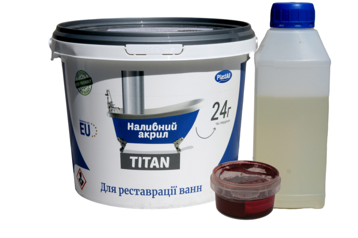 Жидкий акрил для реставрации ванн Plastall Titan 1.7 м Красный 3.3 кг