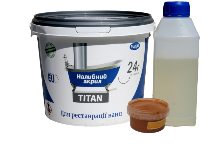 Жидкий акрил для реставрации ванн Plastall Titan 1.7 м цветной Желтый 3.3 кг