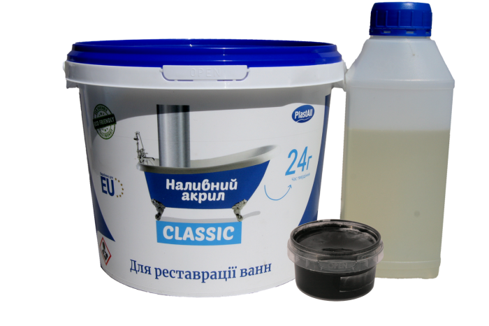 Рідкий акрил для реставрації ванн Plastall Classic 1.7 м чорний 3.3 кг