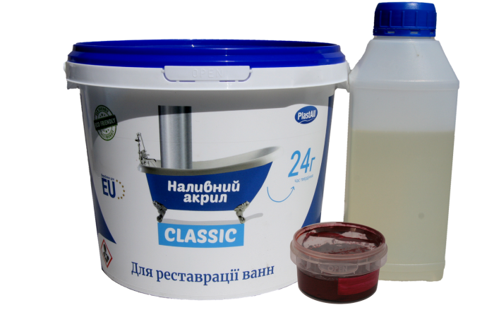 Рідкий акрил для реставрації ванн Plastall Classic 1.5 м Червоний 2.9 кг