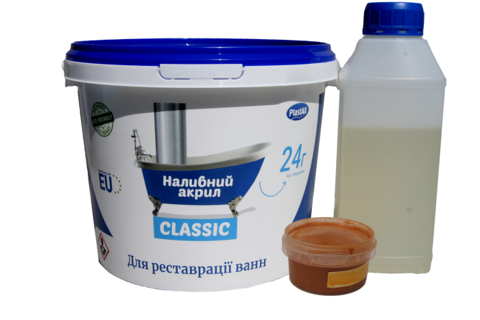 Жидкий акрил для реставрации ванн Plastall Classic 1.5 м цветной Желтый 2.9 кг