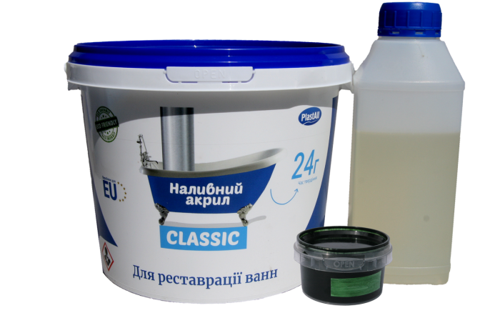 Жидкий акрил для реставрации ванн Plastall Classic 1.5 м цветной Зеленый 2.9 кг