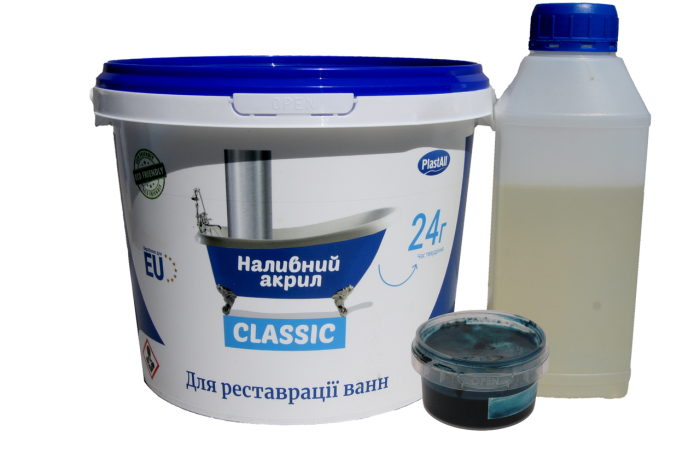 Рідкий акрил для реставрації ванн Plastall Classic 1.5 м кольоровий Синій 2.9 кг